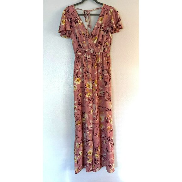 B.O.G Collective Floral Pink V-Neck Jumpsuit Size M - Picture 2 of 8